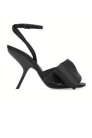 Black shiny satin open toe sandals FERRAGAMO | 0763040NERO