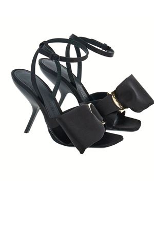 Black shiny satin open toe sandals FERRAGAMO | 0763040NERO