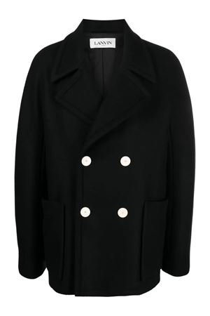 Cappotto doppiopetto in lana vergine nero LANVIN | RMOU0007575810