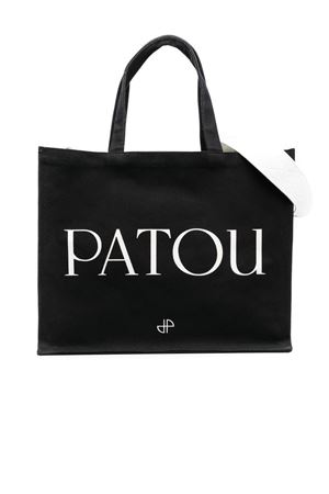 Black cotton-blend logo-print tote bag PATOU | AC0240076999B