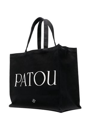 Black cotton-blend logo-print tote bag PATOU | AC0240076999B