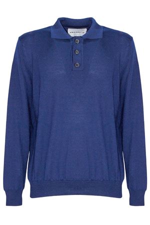 Maglia polo in lana blu AMARANTO | B9S0038SU88M