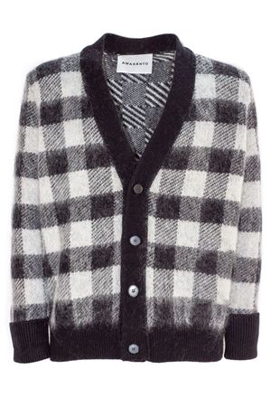 Cardigan in misto lana e cashmere bianco e nero AMARANTO | B9S0053SV411