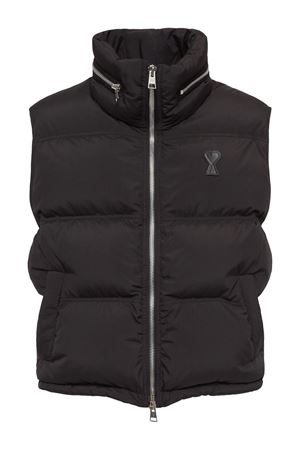 Black puffer gilet AMI | HJK703PA0009001