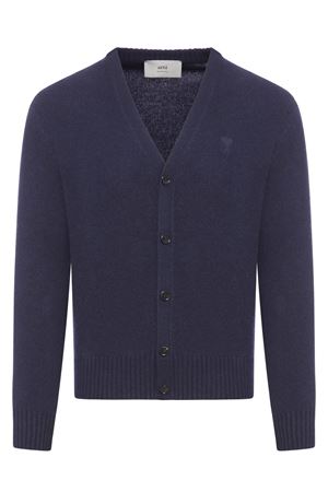 Cardigan in misto cashmere-lana blu AMI | HKC1570054011