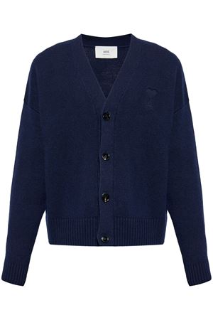 Blue wool cardigan AMI | UKC044KN00284011