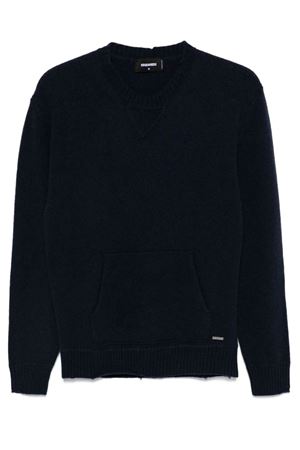 Maglione in misto cashmere e lana blu DSQUARED | S71HA1322D13069486