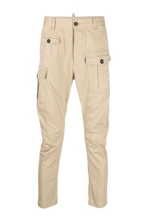 Pantaloni in cotone color sabbia DSQUARED | S74KB0818S39021111