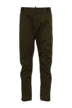 Dark green cotton blend Sexy tapered chino trousers DSQUARED | S74KB0819S39021697