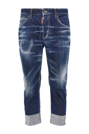 Jeans dritti Bro Jean in cotone elasticizzato blu DSQUARED | S74LB1590S30664470