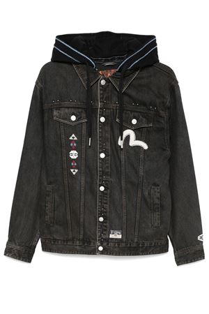 Black patchwork denim jacket EVISU | 2EAHTM4DJ1001BLK