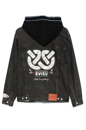 Black patchwork denim jacket EVISU | 2EAHTM4DJ1001BLK