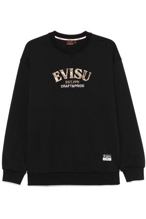 Black logo-appliqué sweatshirt EVISU | 2EAHTM4SW7050BLK