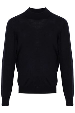 Navy blue virgin wool Derby sweater FEDELI | 7UI079816