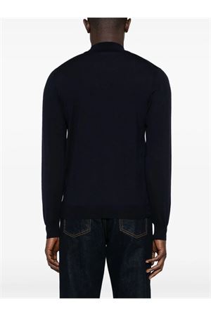 Navy blue virgin wool Derby sweater FEDELI | 7UI079816