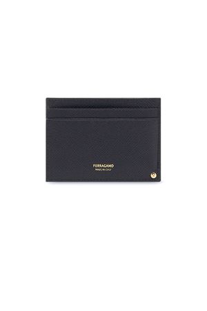 Black calf leather Gancini card holder FERRAGAMO | 0775660NERO