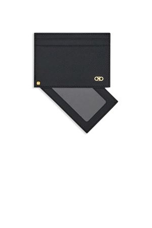 Black calf leather Gancini card holder FERRAGAMO | 0775660NERO