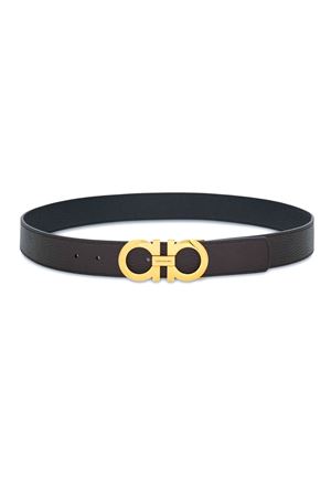 Dark brown calf leather Reversible belt FERRAGAMO | 0776309TMORONERO