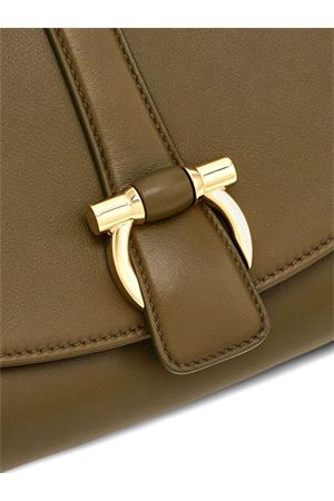 Borsa a spalla in pelle verde oliva (M) FERRAGAMO | 0777231NEWOLIVE