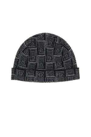 Black and Anthracite Monogram beanie FERRAGAMO | 0778199BLACKANTRACITE