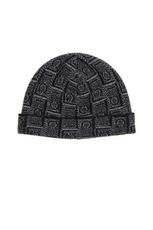 Black and Anthracite Monogram beanie FERRAGAMO | 0778199BLACKANTRACITE