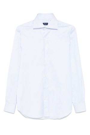 White and sky bluecotton striped shirt FINAMORE | C056101