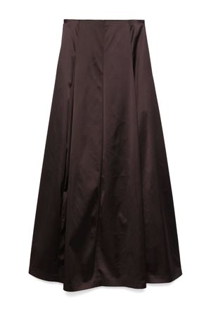 Brown satin maxi skirt GENNY | 77AJE390N0451779