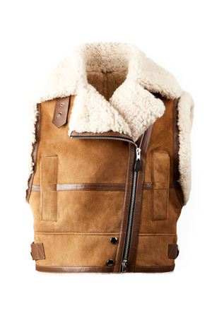 Brown sleeveless shearling biker HOGAN | KJW1049026PWNOS002