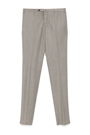 Brown and white cotton blend trousers INCOTEX | 1T003510160400