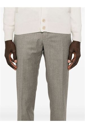 Brown and white cotton blend trousers INCOTEX | 1T003510160400