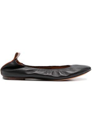 Black calf leather ballerina shoes LANVIN | FWBAMB02NAPA10