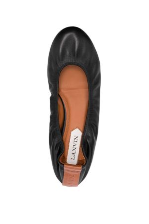 Black calf leather ballerina shoes LANVIN | FWBAMB02NAPA10