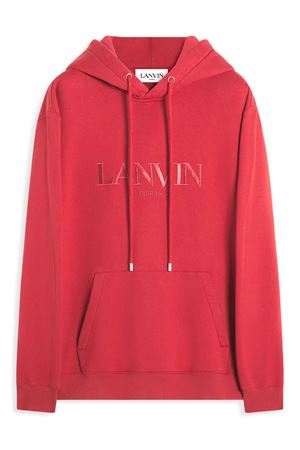 Felpa con cappuccio in cotone rosso LANVIN | RMHO0009J210392