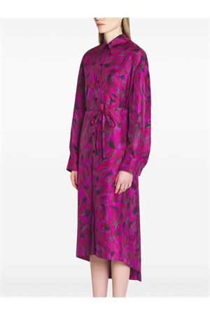 Fuchsia printed pleated dress LANVIN | RWDR0049599259