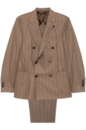 Completo gessato in cashmere marrone chiaro LARDINI | IV425AEIVSF63528300BI