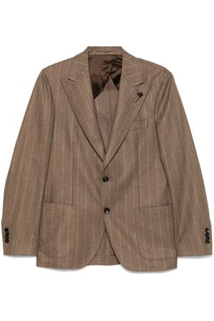 Light brown cashmere striped blazer LARDINI | IV688AEIVSF63528300BI