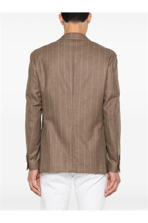 Blazer a righe in cashmere marrone chiaro LARDINI | IV688AEIVSF63528300BI