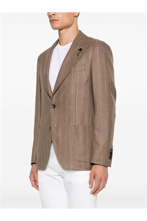 Light brown cashmere striped blazer LARDINI | IV688AEIVSF63528300BI