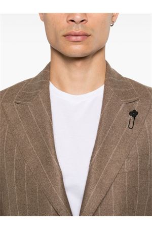 Light brown cashmere striped blazer LARDINI | IV688AEIVSF63528300BI