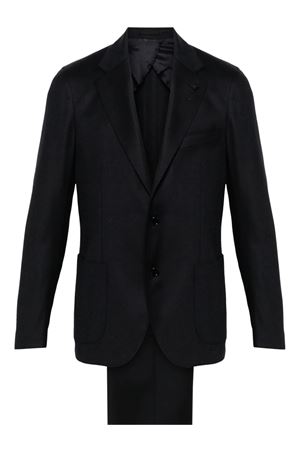 Midnight blue wool blend flannel suit LARDINI | IV802AEIVSF63409850