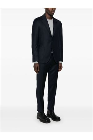 Midnight blue wool blend flannel suit LARDINI | IV802AEIVSF63409850