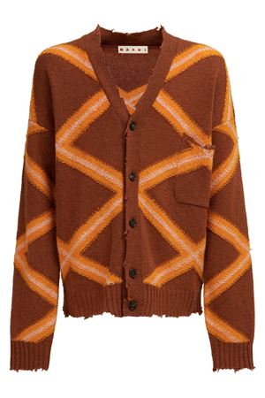 Geometric-pattern virgin wool cardigan MARNI | CDMG0134Q0UFH946ARM36