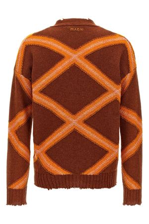 Geometric-pattern virgin wool cardigan MARNI | CDMG0134Q0UFH946ARM36