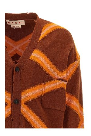 Geometric-pattern virgin wool cardigan MARNI | CDMG0134Q0UFH946ARM36