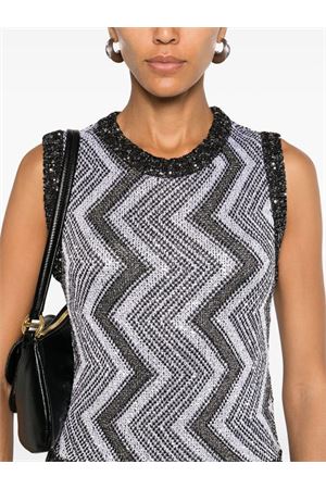 Gilet con macro zig zag e paillettes MISSONI | DS24WN1RBK042IS91LN