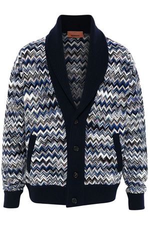 Cardigan in lana blu e bianco MISSONI | US24WM0EBC004OS72G9