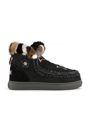 Eskimo sneaker star patches & mink fur trim MOU | FW111063ABKBK