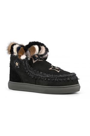 Eskimo sneaker star patches & mink fur trim MOU | FW111063ABKBK