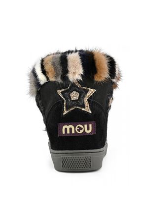 Eskimo sneaker star patches & mink fur trim MOU | FW111063ABKBK