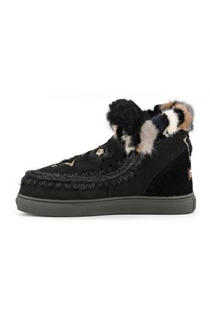 Eskimo sneaker star patches & mink fur trim MOU | FW111063ABKBK